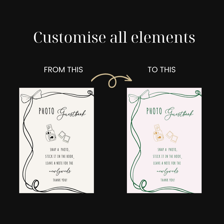 customizable whimsical Hand written Wedding Photo Guest Book Sign digital Template
