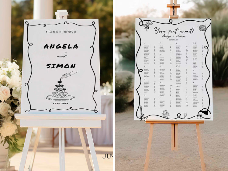 Funky Hand drawn Audrey Wedding Reception Bundle