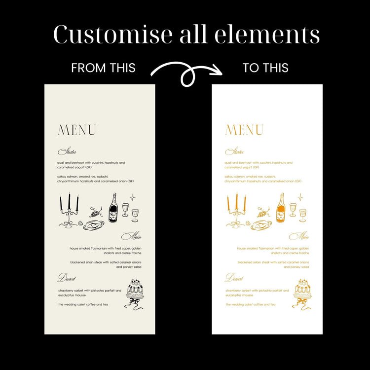 Vintage Inspired Old Money Long Wedding Menu Template