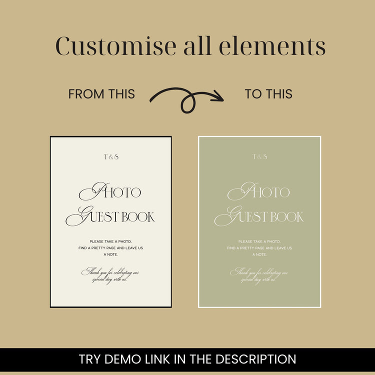 customizable modern vintage inspired wedding_photo_guest_book_Signage_digital template