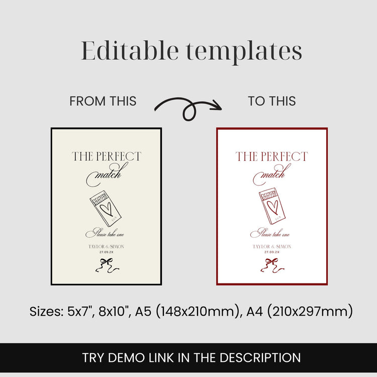 customizable wedding_match_box_favor_sign_template