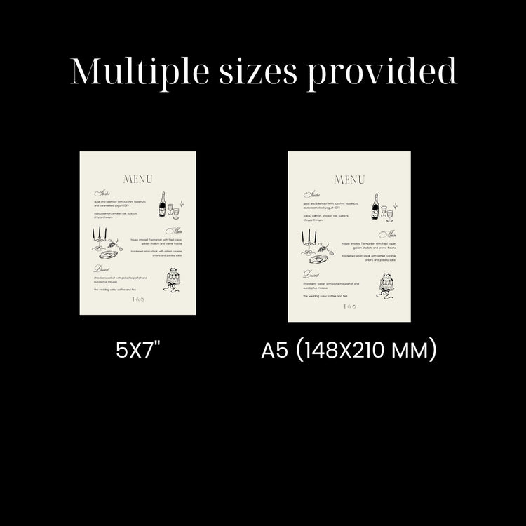 Old Money Rectangular Wedding Menu Card Template