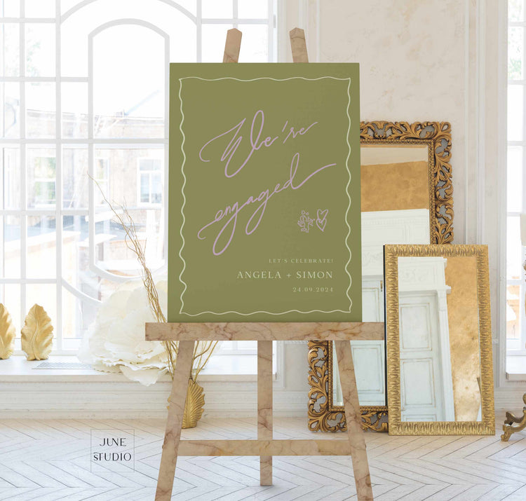 Hand-lettered hand drawn Engagement Welcome Sign Template