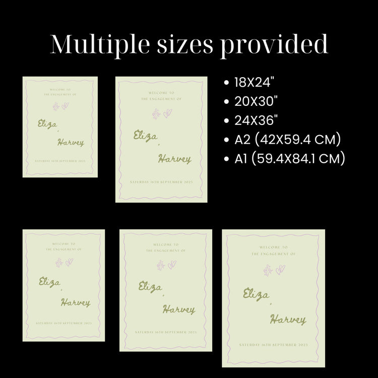 Whimsical Sage Green Engagement Welcome Sign Template