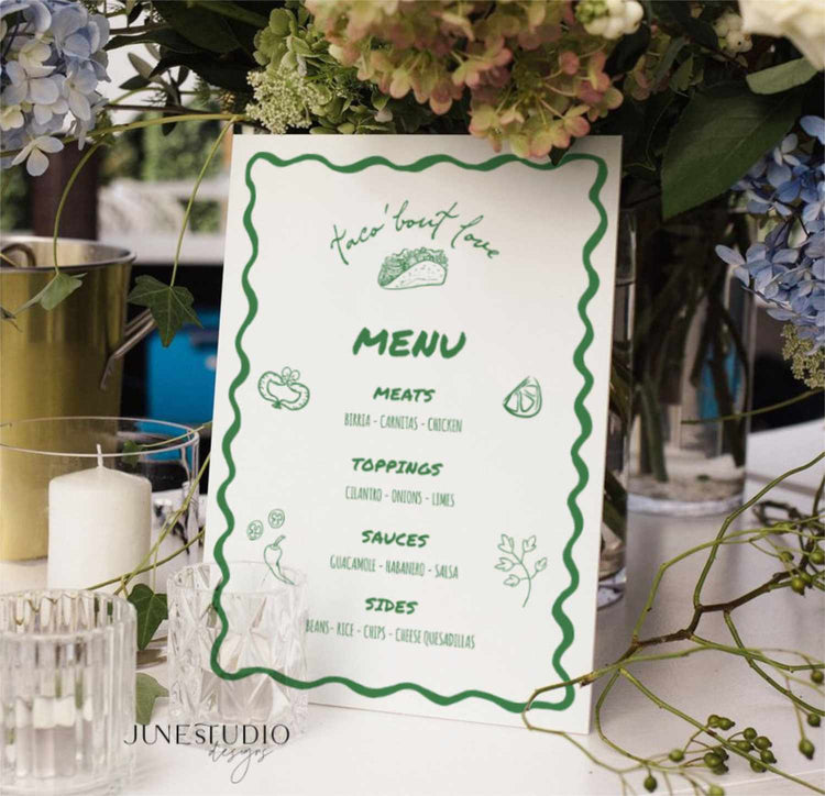 Illustrated Taco Bar Sign Printable Template