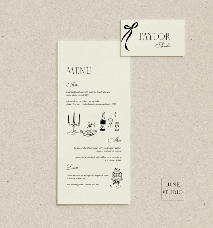 Vintage Inspired Old Money Long Wedding Menu Template