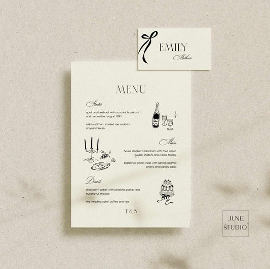 Old_money_Menu_and_Place_Card_set template