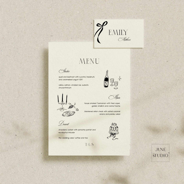 Old_money_Menu_and_Place_Card_set template