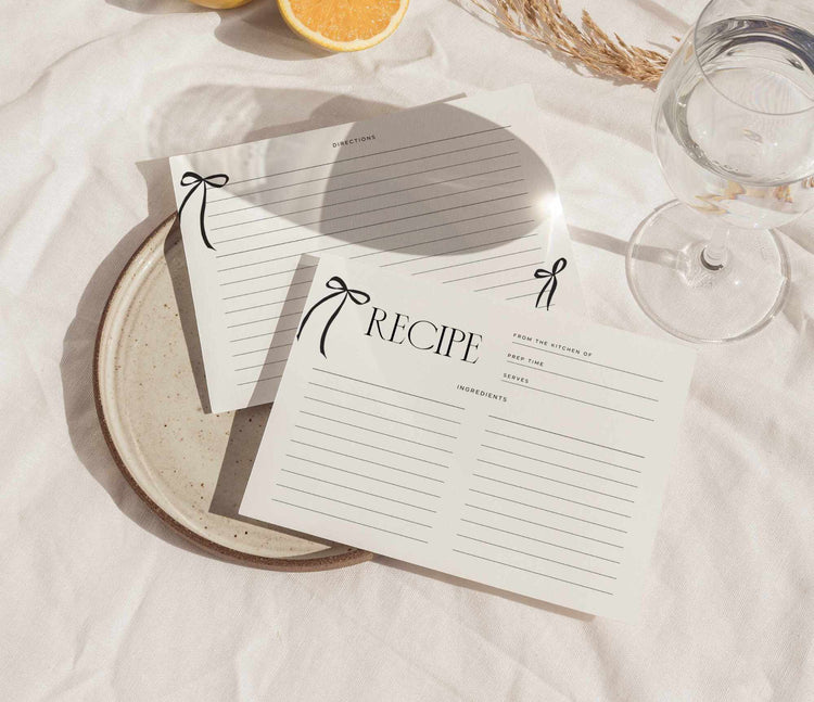 thin ribbon black_bow_Recipe_Landscape_digital templates June_Studio_Designs
