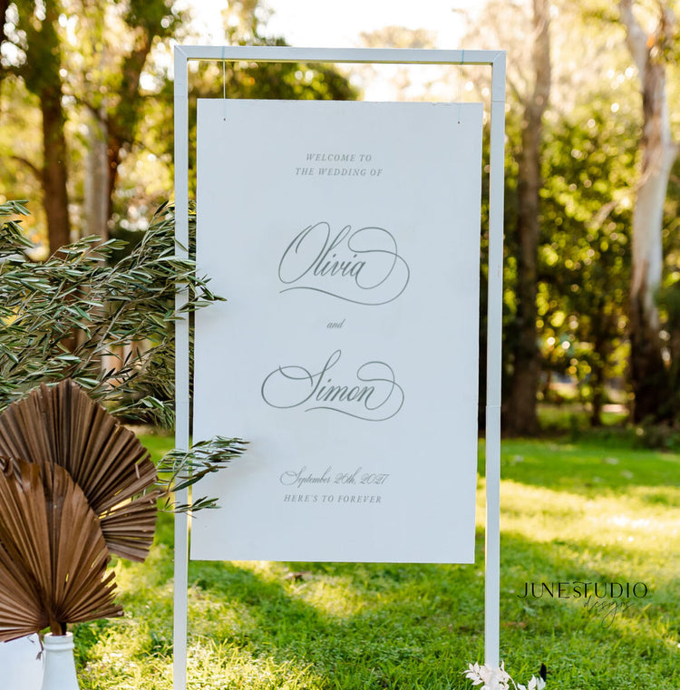 timeless elegant vintage green wedding welcome sign customizable template
