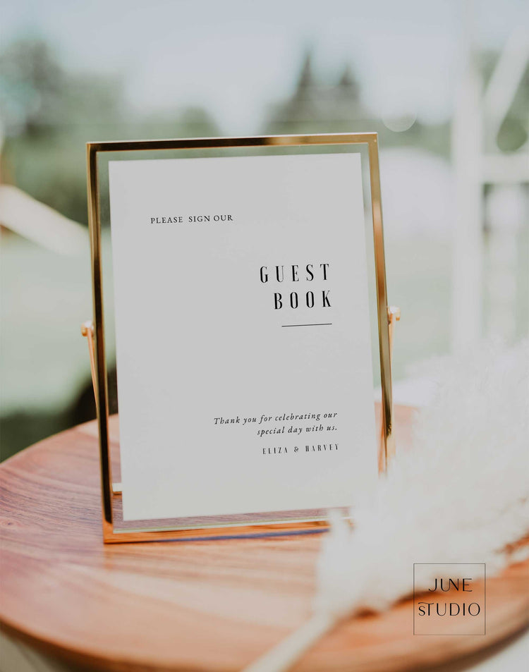 minimal wedding guest book sign digital template