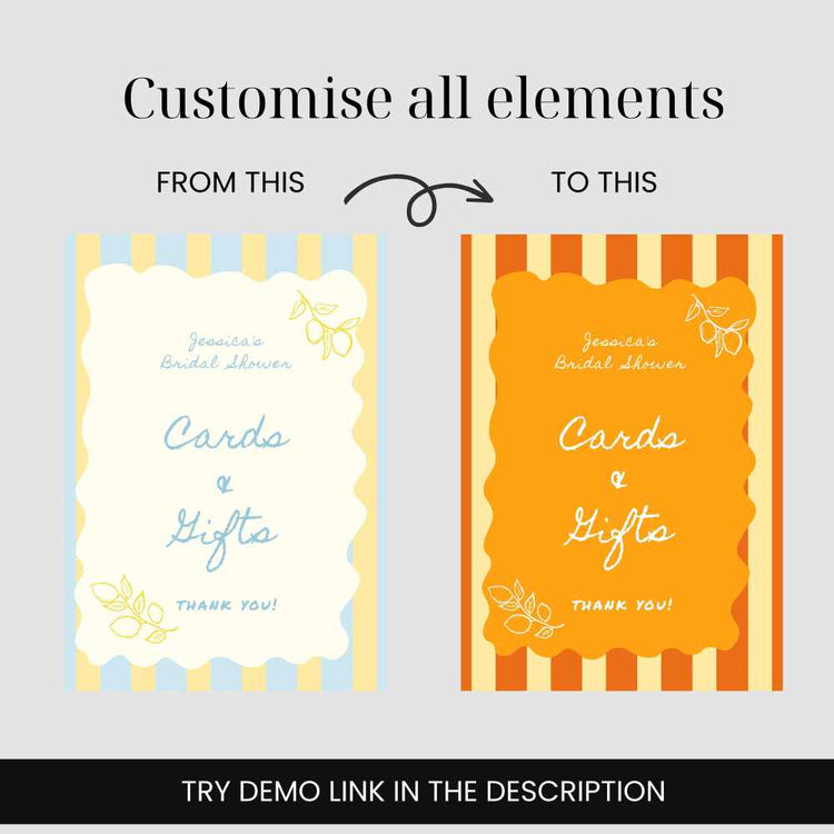 Striped Cards and Gifts Sign Template