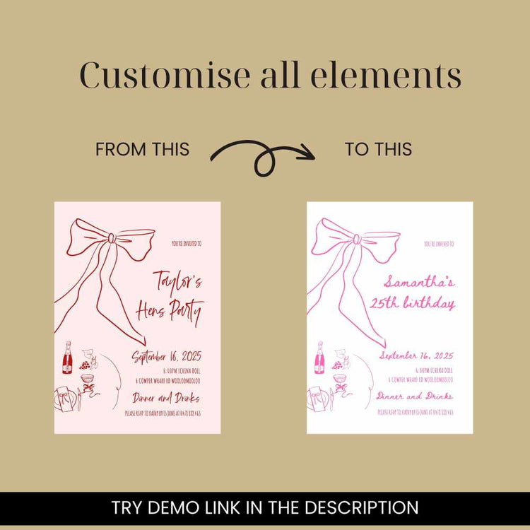 Bow Bridal Shower/ Bachelorette Party Invitation