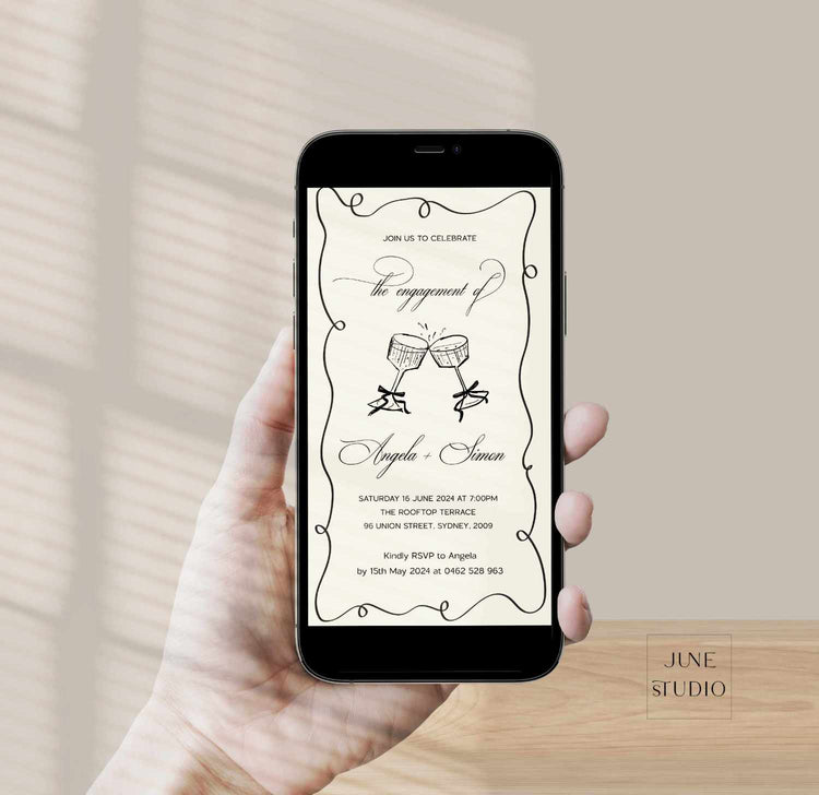 Old Money Champagne Engagement Invitation Template