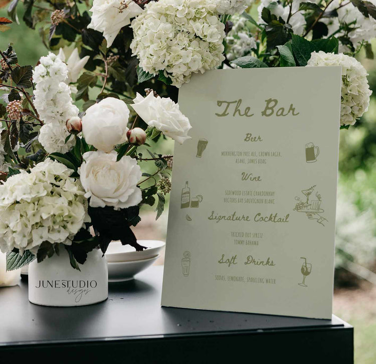Whimsical Sage Green Bar Menu Template