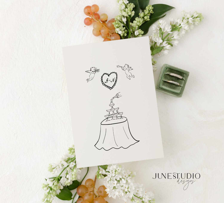 Hand drawn Wedding Invitation Suite Template