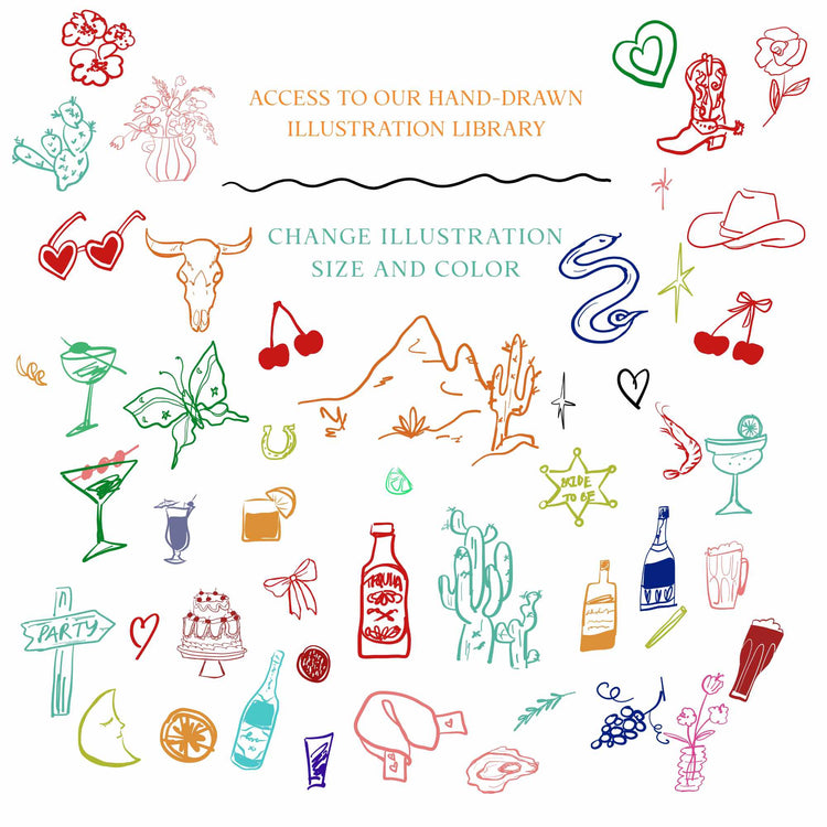 this invitation template comes with access to our hand drawn illustration library