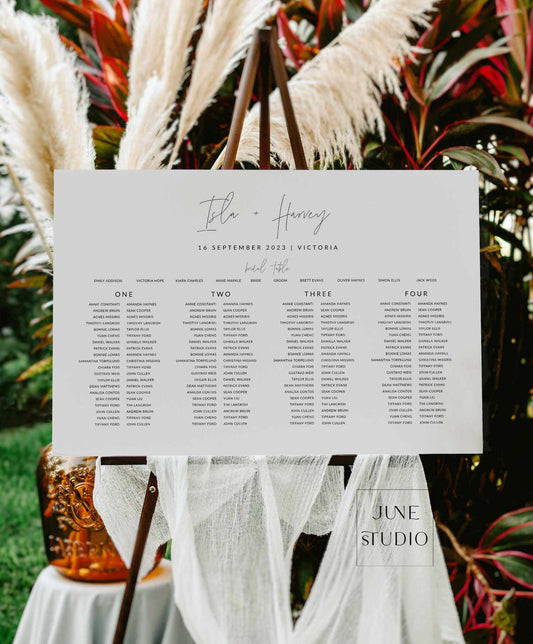 Dainty Script Wedding Seating Chart 4 Long Tables Templates
