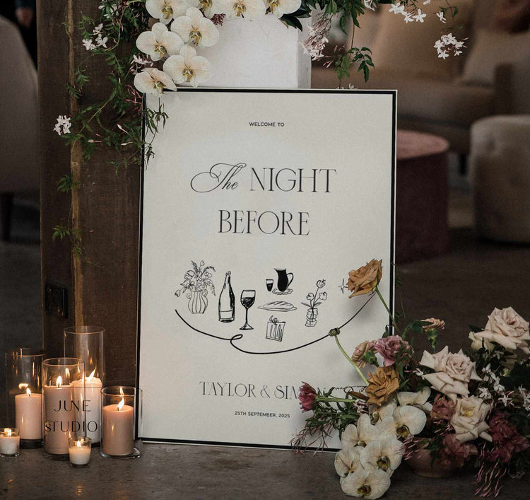 hand drawn Old Money Rehearsal Dinner Welcome Sign digital Template