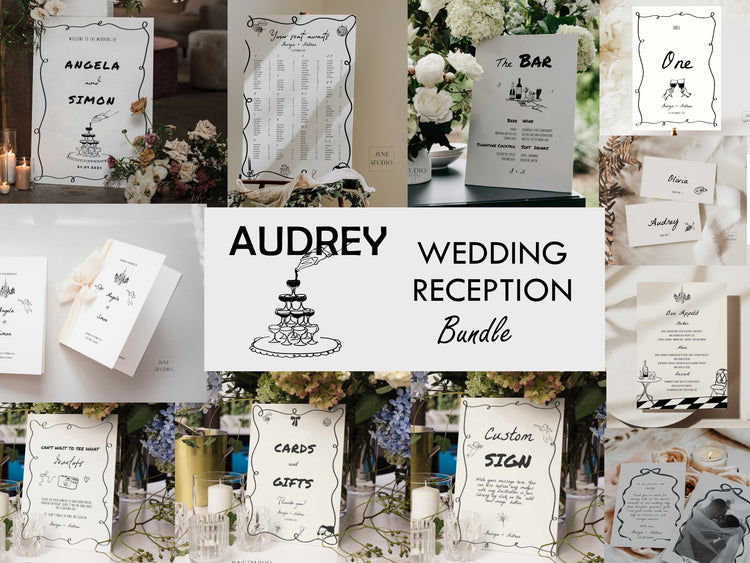 Funky Hand drawn Audrey Wedding Reception Bundle