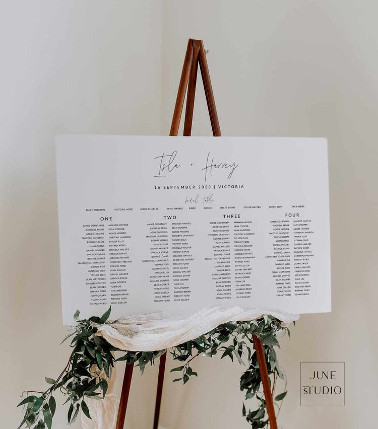 Dainty Script Wedding Seating Chart 4 Long Tables Templates