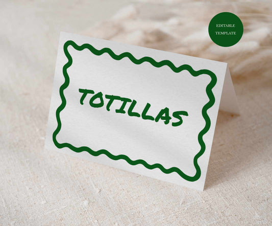 Printable Taco Bar Food Tent Card