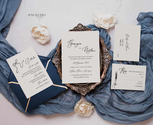 vintage french inspired wedding invitation set template