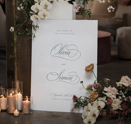 elegant vintage green wedding welcome sign printable template