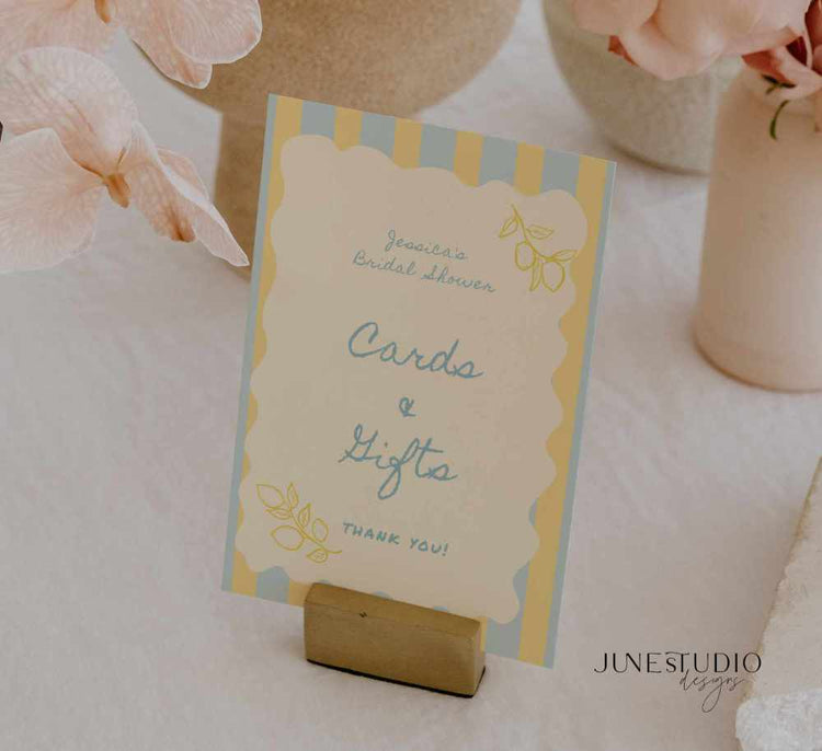 Striped Cards and Gifts Sign Template