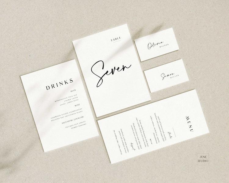 Minimalist Wedding Menu Card Template