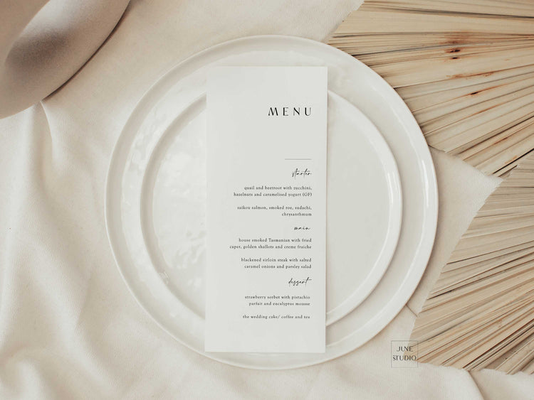 Minimalist Wedding Menu Card Digital Template