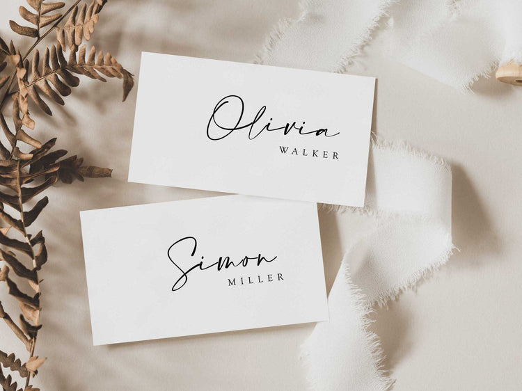 Modern Script Wedding Flat Place Card Digital Template