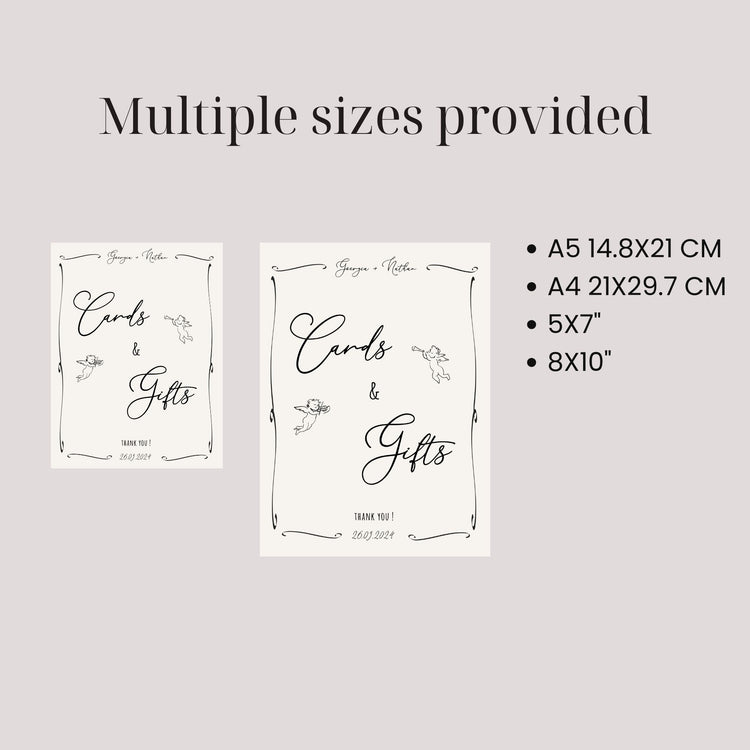 funky Hand drawn cherubs customizable Wedding Cards and Gifts Sign Digital Template comes in multiple sizes