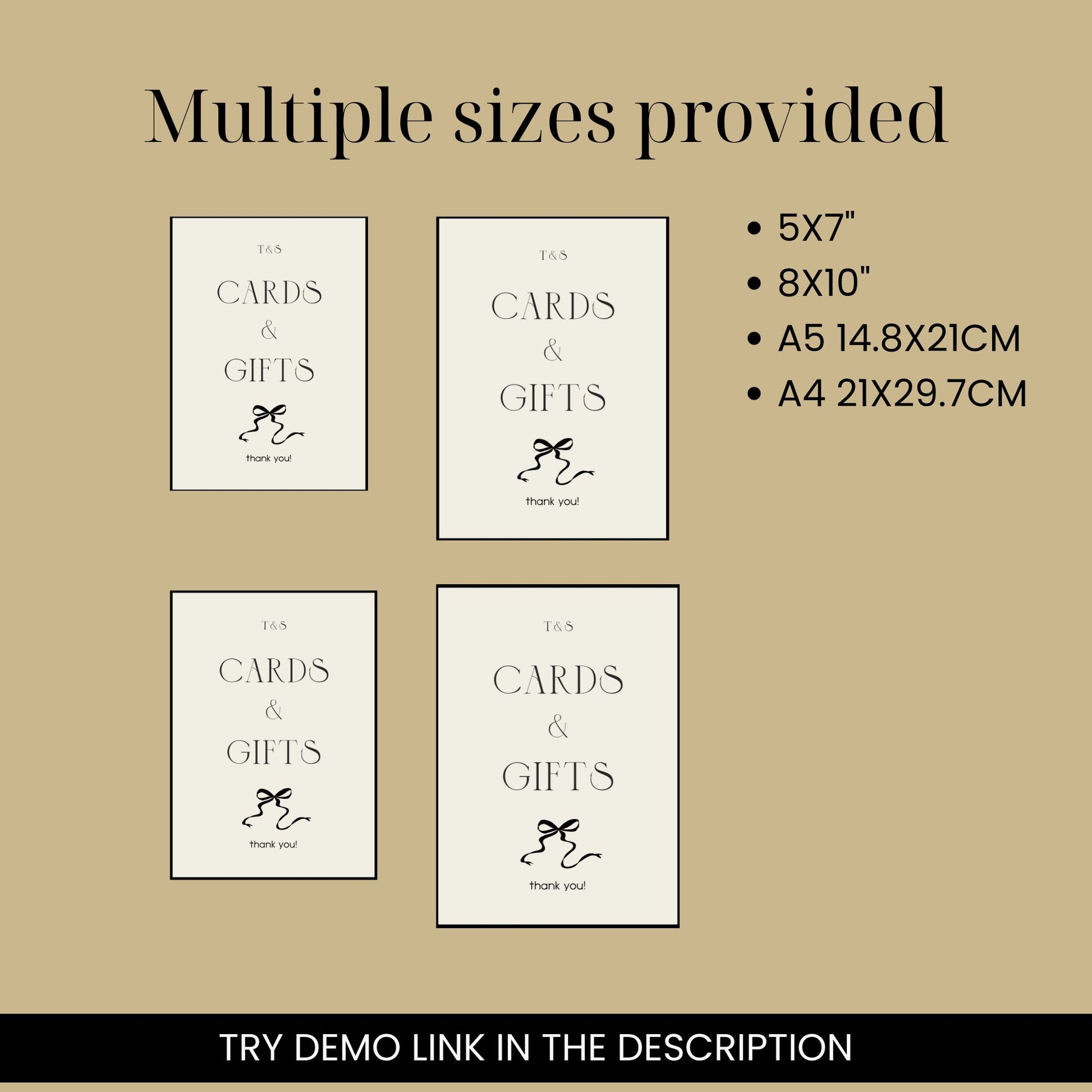 Old_money_bow cards_and_gift_Sign_printable Template_June_Studio_Designs comes in multiple sizes