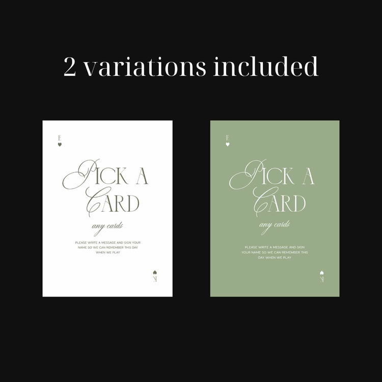 Sage Green Wedding Playing Cards Guest Book Sign Template