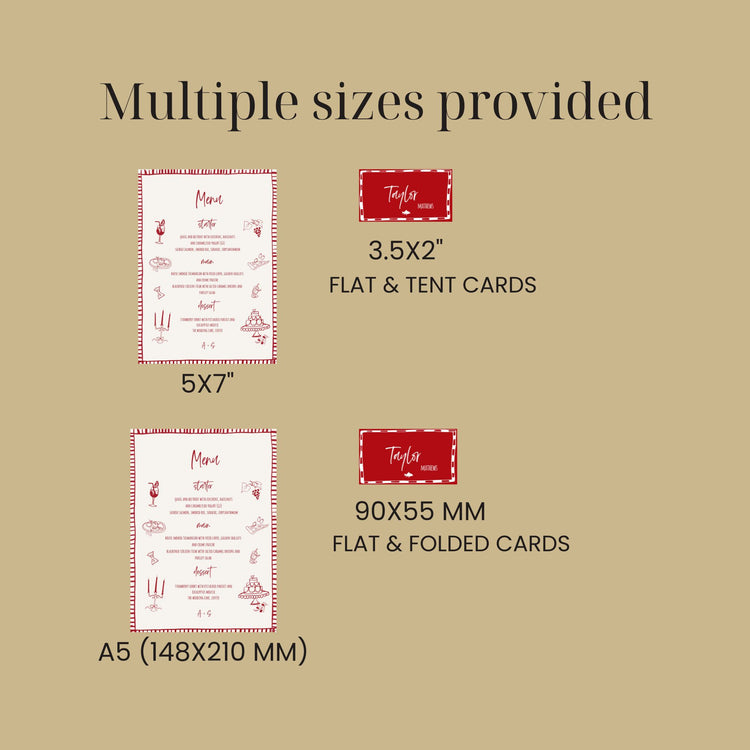customizable That's Amore Hand drawn striped Place Card printable Template