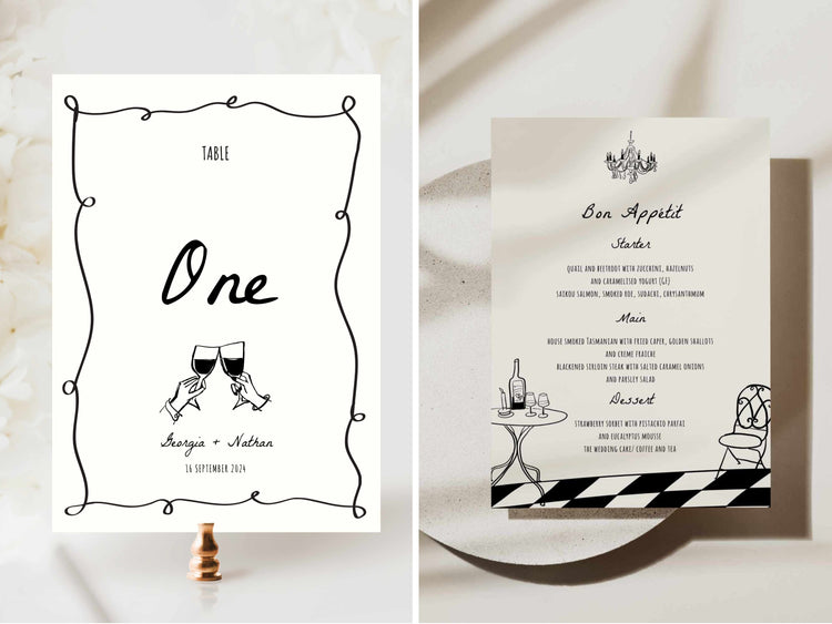 Funky Hand drawn Audrey Wedding Reception Bundle