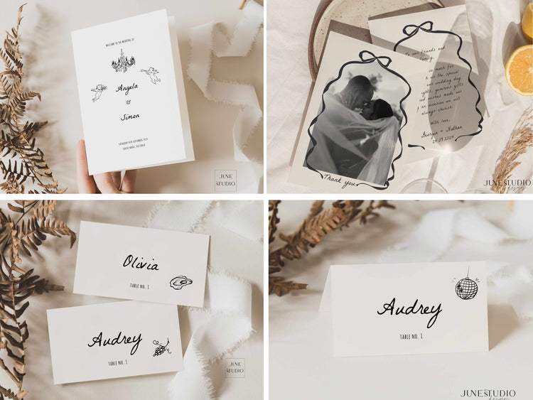 Funky Hand drawn Audrey Wedding Reception Bundle