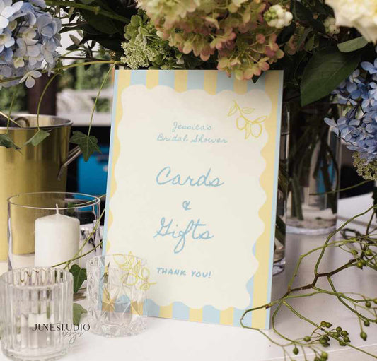 Striped Cards and Gifts Sign Template