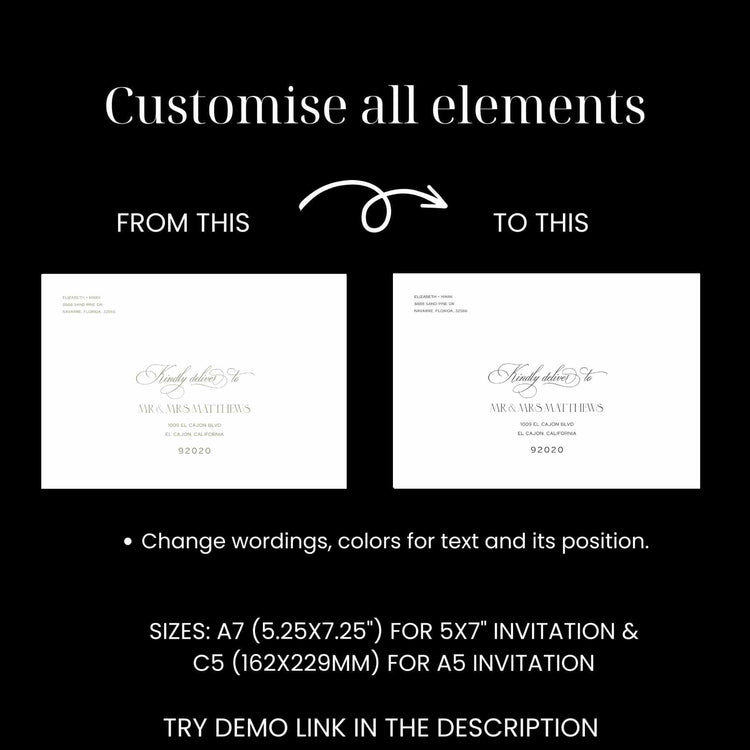Printable Wedding Envelope Address Template | Chic Editorial