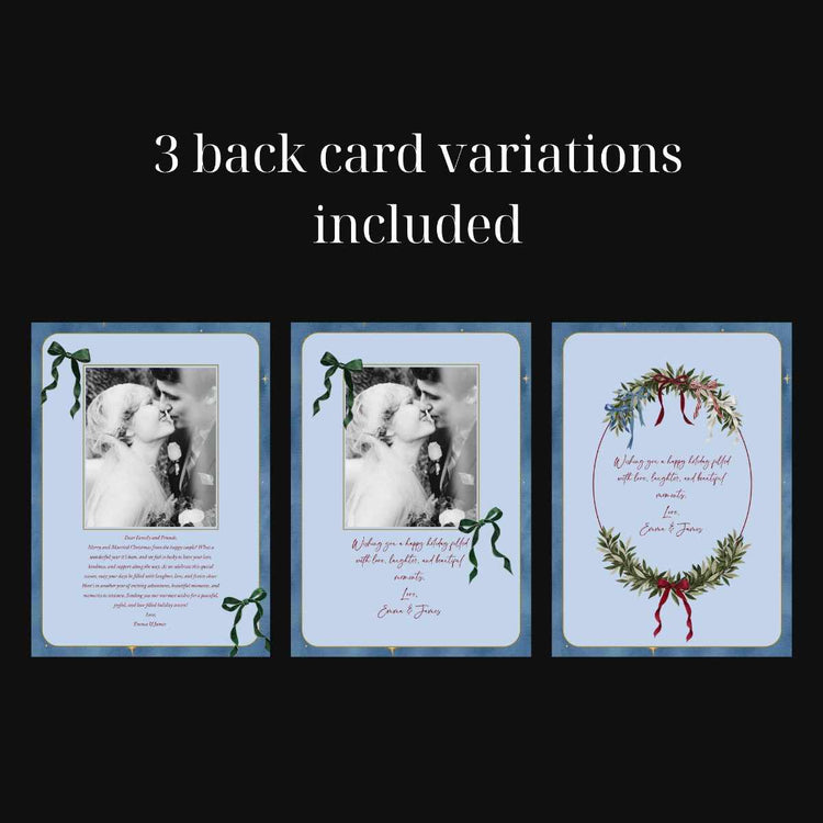 Married and Merry Blue Christmas Photo Card Template