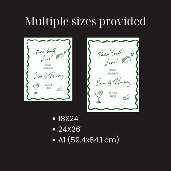 tell sizes included for this product with photos of sign in small and large size