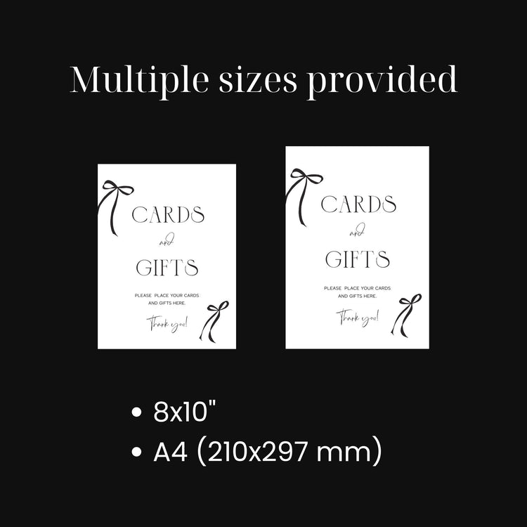 Black Bow Bridal Shower Cards and Gifts Sign