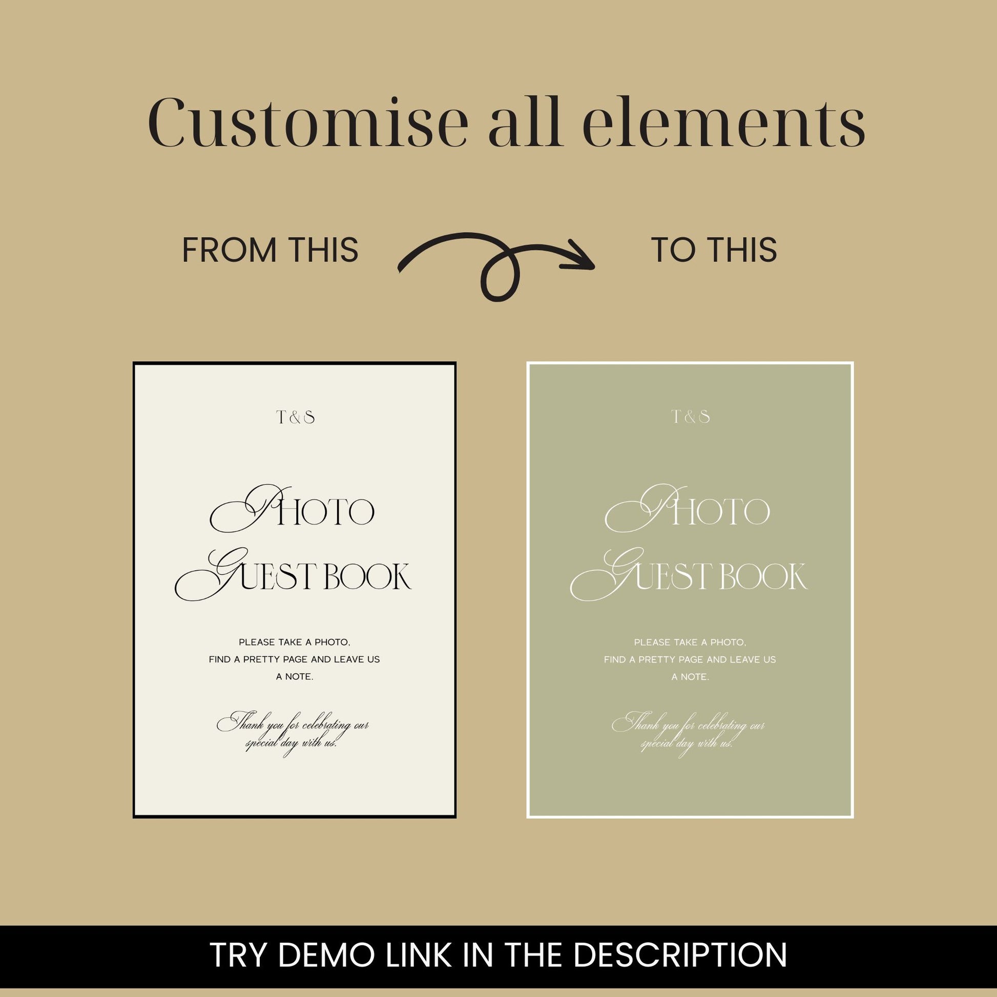 customizable modern vintage inspired wedding_photo_guest_book_Signage_digital template