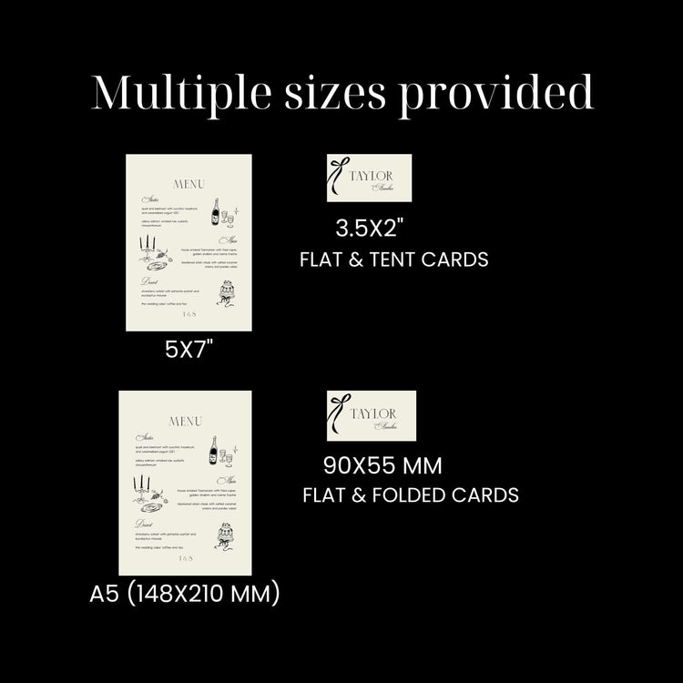 Old Money Rectangular Wedding Menu and Place Card Set Template