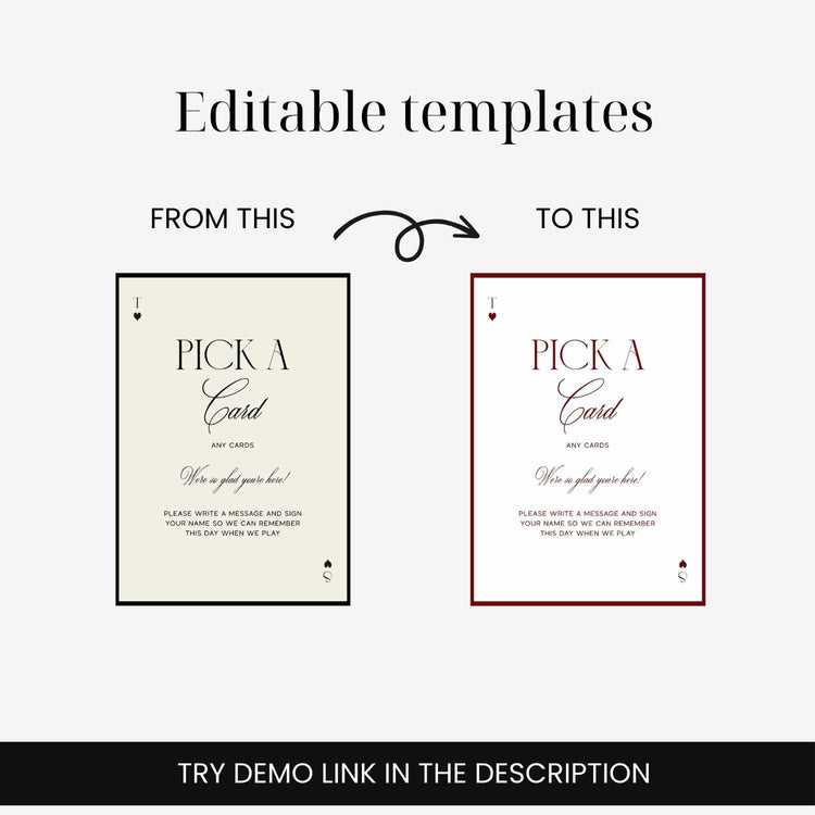 Old Money Pick A Card Wedding Guest Book Sign Template