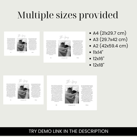 Modern Minimalist Horizontal Wedding Vows Art With Photo Template comes in multiple sizes