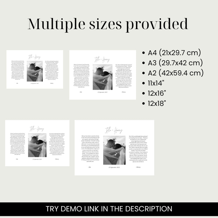 Modern Minimalist Horizontal Wedding Vows Art With Photo Template comes in multiple sizes