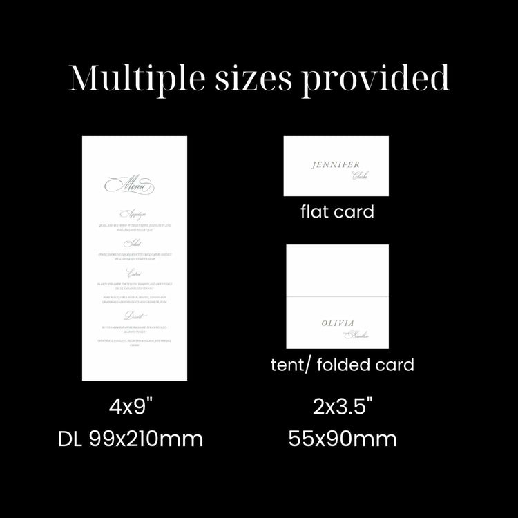 Classic Menu and Table Setting Card Set Template