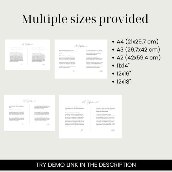 Modern Minimal Wedding Vows Wall Art Horizontal Digital Template comes in multiple sizes